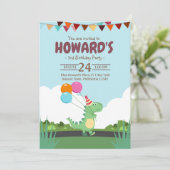 Minimalistisch Dino Birthday, Kindergeburtstag Einladung (Stehend Vorderseite)