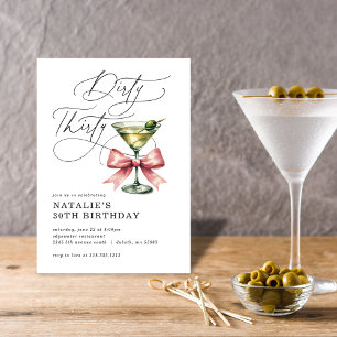 Minimalistisch Dirty Martini Pink Bow Geburtstag Einladung