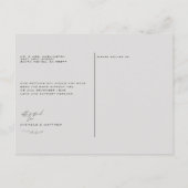 Minimalistisch Dove Gray Wedding Vielen Dank Postkarte (Rückseite)