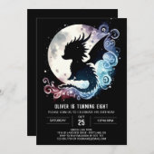 Minimalistisch Dragon Birthday Children Einladung (Vorne/Hinten)