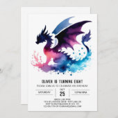 Minimalistisch Dragon Birthday Custom Einladung (Vorne/Hinten)