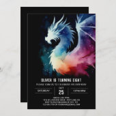 Minimalistisch Dragon Birthday Digital Einladung (Vorne/Hinten)