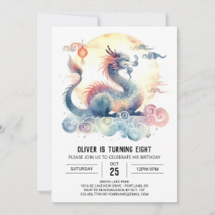 Minimalistisch Dragon Birthday Printable Einladung