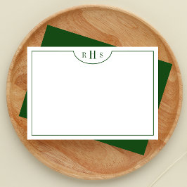 Minimalistisch drei Monogramm eine Grenze | Grün Mitteilungskarte