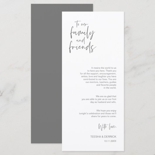 Minimalistisch dunkelgrau, Platzierung Dankeschön Programm (Vorne/Hinten)