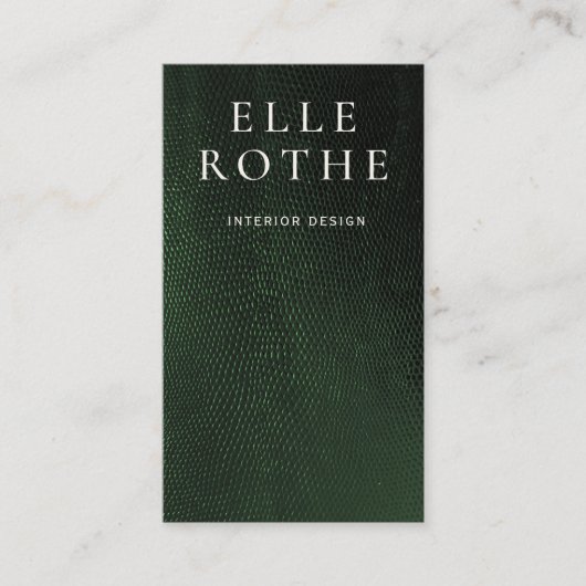 Minimalistisch dunkelgrüne Lizard Skin Designer Visitenkarte (Vorderseite)