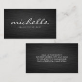 Minimalistisch Dunkle Metallic | Kursivschrift Visitenkarte (Vorne/Hinten)