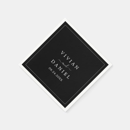 Minimalistisch | Dunkle Schwarze Hochzeit Serviette (Ecke)