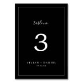 Minimalistisch | Dunkle Schwarze Hochzeitsstimmung Tischnummer (Rückseite)