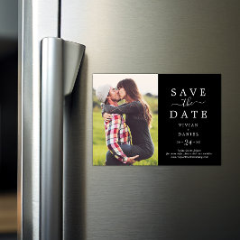 Minimalistisch | Dunkles schwarzes Foto Save the D Magneteinladung