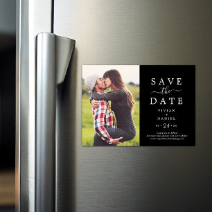 Minimalistisch   Dunkles schwarzes Foto Save the D Magneteinladung