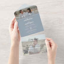 Minimalistisch Dusty Blue 2 Foto QR Code UAWG Wedd