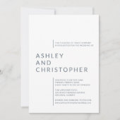 Minimalistisch Dusty Blue Abgeschieden Names Weddi Einladung (Vorderseite)