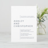 Minimalistisch Dusty Blue Abgeschieden Names Weddi Einladung (Stehend Vorderseite)