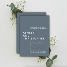 Minimalistisch Dusty Blue Abgeschieden Names Weddi Einladung