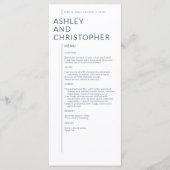 Minimalistisch Dusty Blue Abgeschieden Names Weddi Menükarte (Vorderseite)