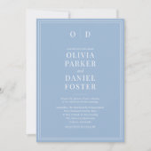 Minimalistisch Dusty Blue All in One Wedding Einladung (Vorderseite)