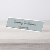 Minimalistisch Dusty Blue Beruflich Simple Schreibtischnamensplakette (Vorderseite )