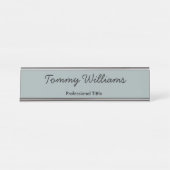 Minimalistisch Dusty Blue Beruflich Simple Schreibtischnamensplakette (Vorderseite )