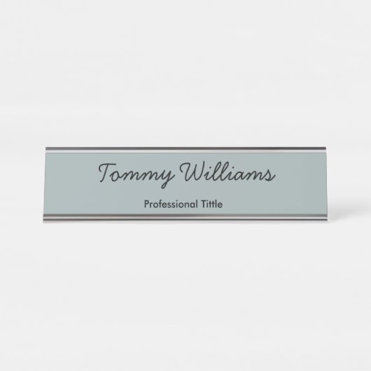 Minimalistisch Dusty Blue Beruflich Simple Schreibtischnamensplakette (Vorderseite )