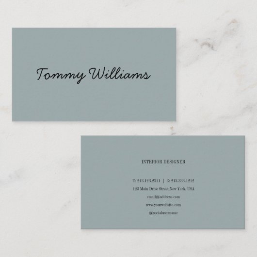 Minimalistisch Dusty Blue Beruflich Simple Visitenkarte (Vorne/Hinten)