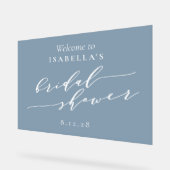 Minimalistisch Dusty Blue Brautparty Willkommen Acrylschild (Winkel)