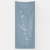 Minimalistisch Dusty Blue Brautparty Willkommen Banner (Vertikal)