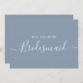 Minimalistisch Dusty Blue Bridesmaid - Vorschlagsk Einladung (Vorne/Hinten)