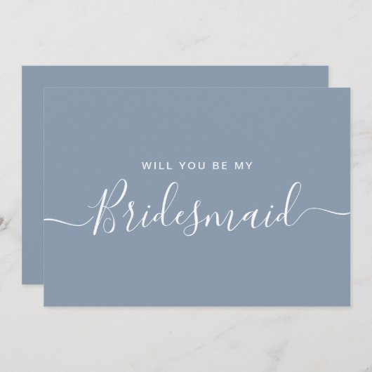 Minimalistisch Dusty Blue Bridesmaid - Vorschlagsk Einladung (Vorne/Hinten)