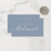 Minimalistisch Dusty Blue Bridesmaid - Vorschlagsk Mitteilungskarte (Vorderseite/Rückseite Beispiel)