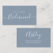 Minimalistisch Dusty Blue Bridesmaid - Vorschlagsk Mitteilungskarte (Vorne/Hinten)