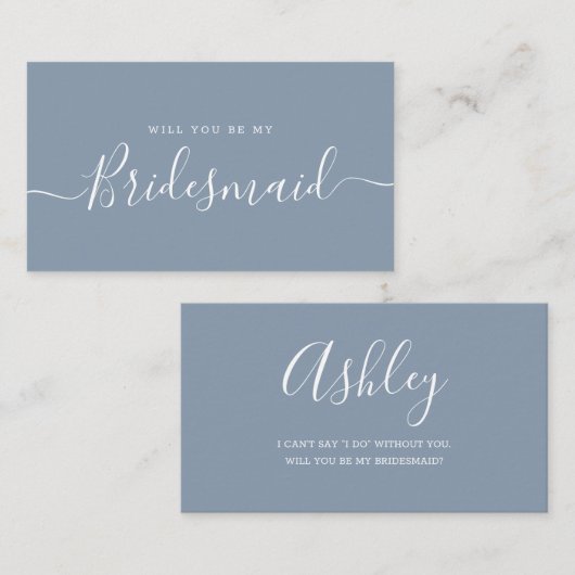 Minimalistisch Dusty Blue Bridesmaid - Vorschlagsk Mitteilungskarte (Vorne/Hinten)