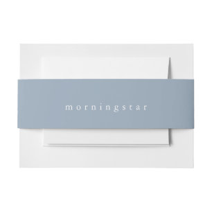 Minimalistisch Dusty Blue Einladung Bauchband Einladungsbanderole