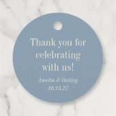 Minimalistisch Dusty Blue Elegant Wedding Vielen D Geschenkanhänger (Rückseite)