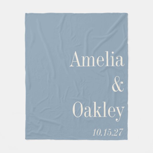 Minimalistisch Dusty Blue Elegante Hochzeit nach M Fleecedecke (Vorderseite)