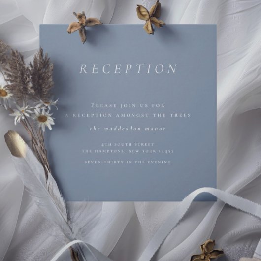 Minimalistisch Dusty Blue Empfang Wedding Begleitkarte