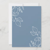 Minimalistisch Dusty Blue Eucalyptus Baby Dusche Einladung (Rückseite)