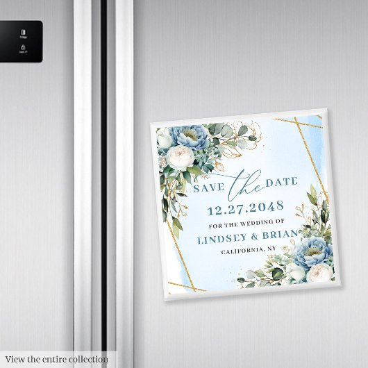 Minimalistisch Dusty Blue Eucalyptus Save the Date Magnet