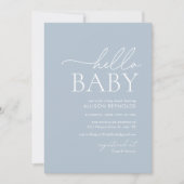 Minimalistisch Dusty Blue Hello Baby Dusche Einladung (Vorderseite)