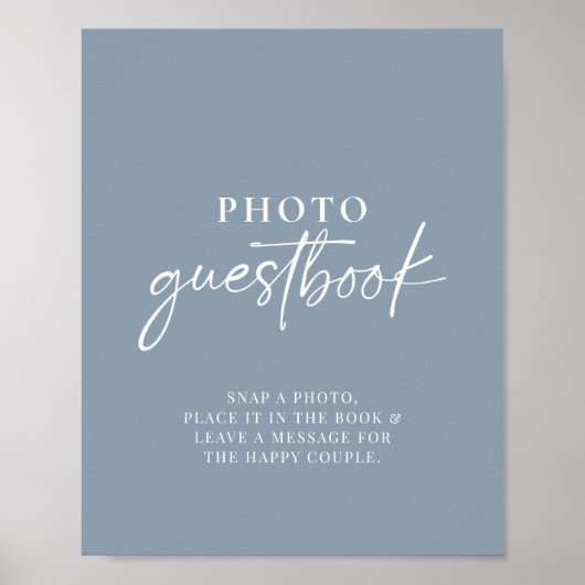 Minimalistisch Dusty Blue Modern Foto Gästebuchunt Poster (Vorne)