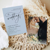 Minimalistisch Dusty Blue Modern Foto Wedding Einladung