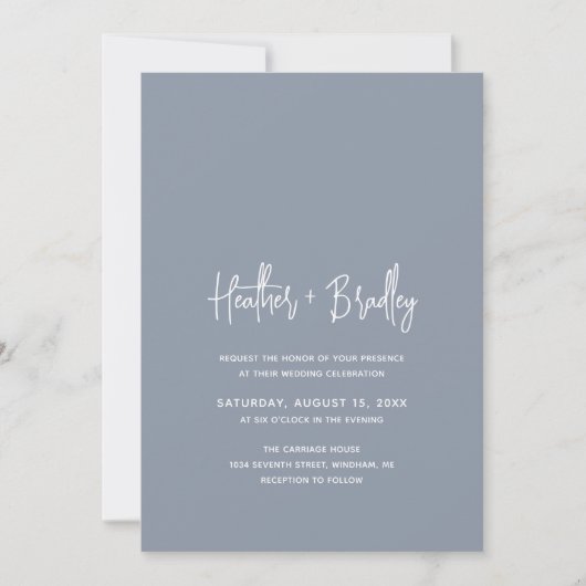Minimalistisch Dusty Blue Modern Wedding Einladung (Vorderseite)