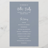 Minimalistisch Dusty Blue Modern Wedding Program (Vorderseite)