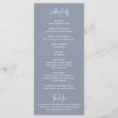 Minimalistisch Dusty Blue Modern Wedding Programm (Rückseite)