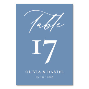 Minimalistisch Dusty Blue Modern Wedding Tischnummer