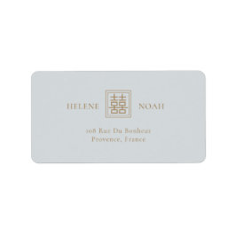 Minimalistisch Dusty Blue Moderne Chinesische Hoch Adressaufkleber