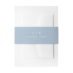 Minimalistisch Dusty Blue Monogram Wedding Einladungsbanderole