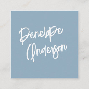 Minimalistisch Dusty Blue Neutral Boho Moderne Tre Quadratische Visitenkarte