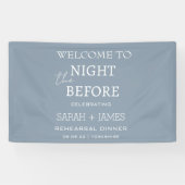 Minimalistisch Dusty Blue Probe Dinner Hochzeit Banner (Horizontal)