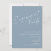 Minimalistisch Dusty Blue Script Engagement Party Einladung (Vorderseite)